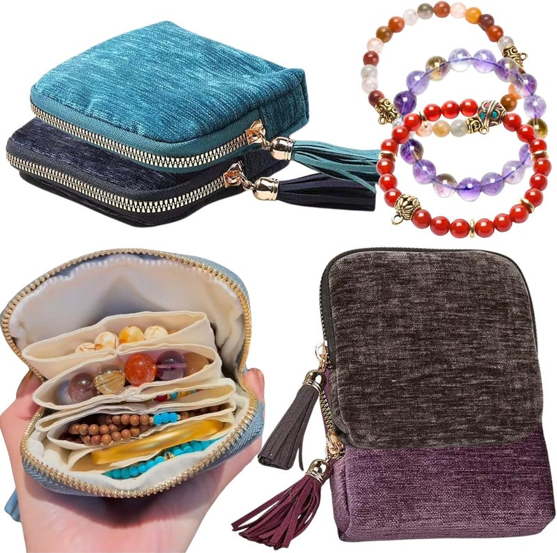 CHIMORY 2026 Travel Jewelry Case Organizer, Portable Travel Jewelry Organizer, Jewelry Pouch for Journey Rings Crystal Bracelet & Bangle Organizer with Tassel Zipper, Valentines Day Gifts for Women, Dark Gray - Image 1